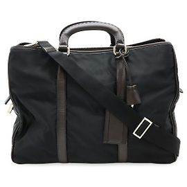 Reisetasche aus Nylon-Jacquard mit Prada-Logo Schwarz