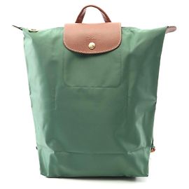 Longchamp Le Pliage Original M Backpack Canvas Leather Green