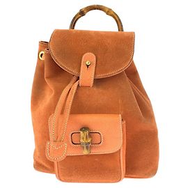 Mochila de camurça Gucci com bambu Laranja