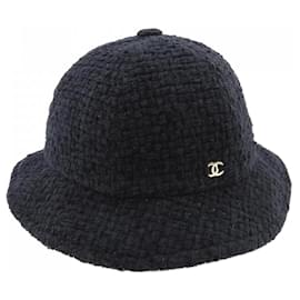 Chanel Hat Cotton Wool Silk Polyester Polyamide Hat Black