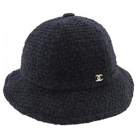 Chapéu Chanel de algodão, lã, seda, poliéster e poliamida Preto