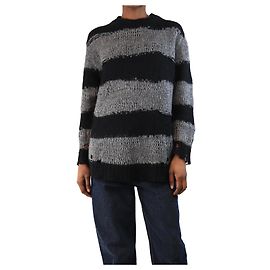 Acne Pull rayé noir et gris dégradé - taille XXS Noir