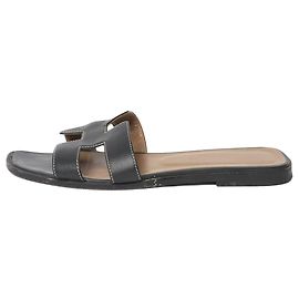 Hermès Schwarze Oran-Ledersandalen - Größe EU 38 Schwarz