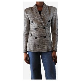 By Malene Birger Black textured double-breasted blazer - size UK 6 Black