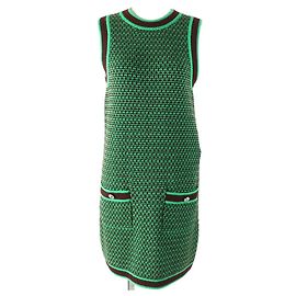 Chanel 23A P75435 Cashmere Strickkleid Braun Grün