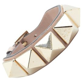 Pulseira de couro Valentino Rockstuds Bege