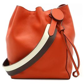 Bolsa de ombro Hermès Ricol17 Evercolor Marrom Branco Vermelho