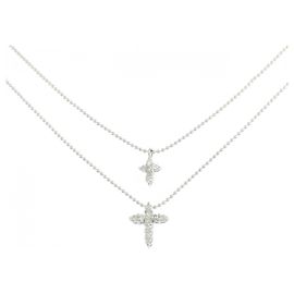 Autre Marque Collar de Cruz de Diamantes Au750 Plata