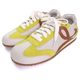 Loewe Ballet Runner Calfskin Sneakers Brown Beige Yellow