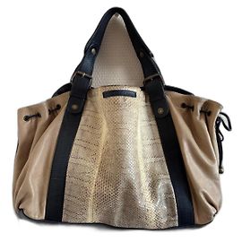 Bolso de mano Gerard Darel 24h Beige de Cuero de Ternera y Serpiente de Agua Beige