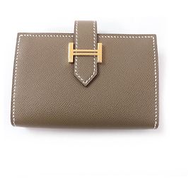 Hermès Hermes Bearn Mini Vaugham Leather Mini Wallet Brown Taupe