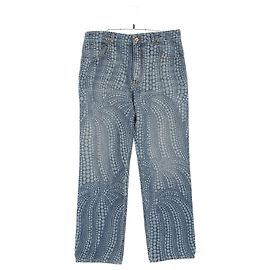 Calça de denim de algodão Louis Vuitton LV × YK Allover Pumpkin Azul