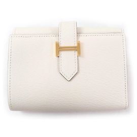 Cartera tri-fold Bearn de cabra Hermès Blanco