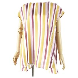 Blusa de manga francesa de cupro con patrón de rayas Marni TTMA0037AO Multicolor
