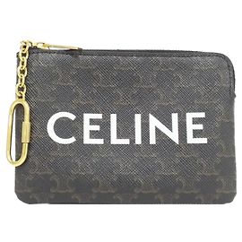 Céline Celine 10C662CA2 Trionf Canvas Estuche para Monedas y Llaves Negro