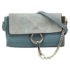 Chloé Chloe Faye Leather Suede Shoulder Bag Green