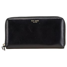 Kate Spade Leather Zip Around Long Wallet Black