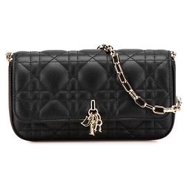 Borsa per telefono in pelle di agnello con catena MyDior Nero
