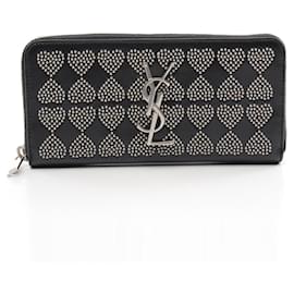 Yves Saint Laurent 447842 Leather Long Wallet Black