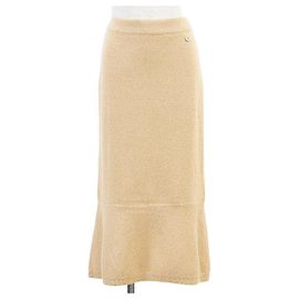 Jupe sirène en maille lamée Chanel Beige