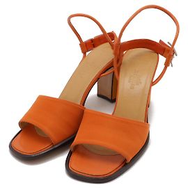 Sandálias de couro e nylon Hermès Laranja
