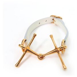 Hermès Mole Lederarmband Größe 17 Weiß