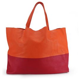 Céline Sac cabas horizontal en cuir Celine Rouge Orange