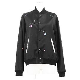 Yves Saint Laurent Giacca da stadio in cotone rayon Saint Laurent Paris Nero