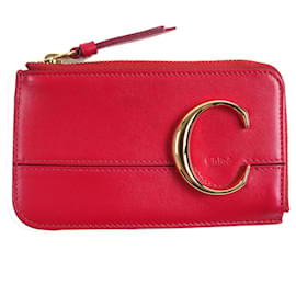 Chloé Chloe CHLOEC Leather Coin Case Red