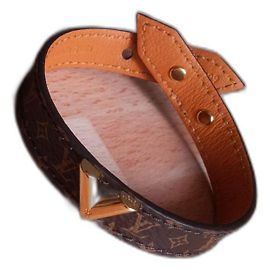 Pulseira Louis Vuitton Monogram Marrom Dourada Marrom