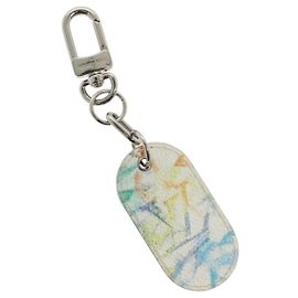 LOUIS VUITTON Chaveiro Charm Tab Militar Cores Pastel MP2862 LV Auth 138909 Branco