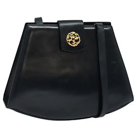 Borsa a Spalla Salvatore Ferragamo in Pelle Blu Navy Oro Auth BA4947 D'oro Blu navy
