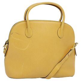 Céline Bolsa de mão CELINE em couro 2 em 1 dourado amarelo Auth 139069 Dourado Amarelo