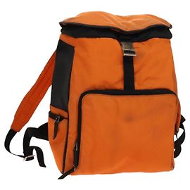 GUCCI Backpack Nylon Leather Orange Black Silver Auth bs28642 Black Silvery Orange