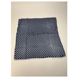 Céline Sciarpa monogramma Triomphe Celine Paris vintage blu navy bianco Blu navy