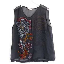 Blusa vintage con perline Dries Van Noten autunno 2003 Nero