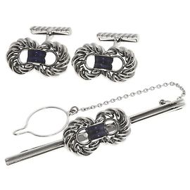 Conjunto de gravata e abotoaduras em esmalte Chaumet em ouro branco 18K Outro