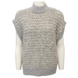 Suéter sem mangas em alpaca cinza / branco com lantejoulas Peserico Cinza