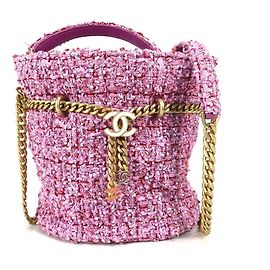Pochete em forma de balde com corrente CC Coco Mark da Chanel 2022SS Rosa