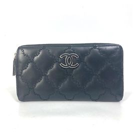 Cartera larga acolchada Chanel Coco Mark CC Negro