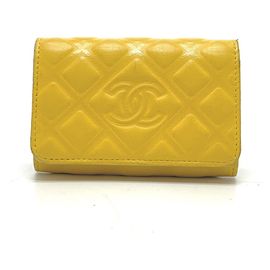 Chanel Coco Mark Diamond CC 4-Ring Key Case Yellow