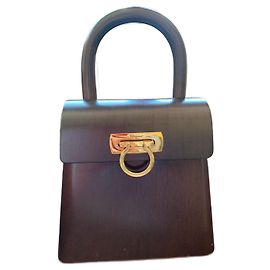 Salvatore Ferragamo Gancini Wood Bag Chocolate Chocolate