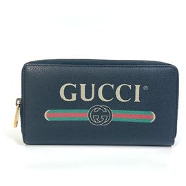 Gucci Black Leather Long Wallet Black