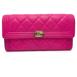 Chanel Matelasse Boy Long Wallet in Pink Pink