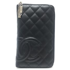 Chanel Cambon Line Long Wallet Black Pink