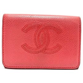 Chanel Lachsrosa Tri-Fold Geldbörse Pink