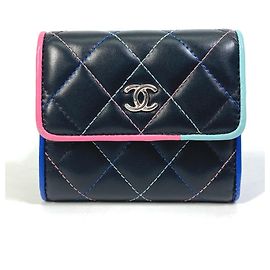 Petit portefeuille compact Chanel CC Coco Mark Noir