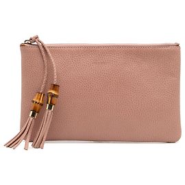 Clutch de couro de bezerro rosa Gucci com alça de bambu Rosa