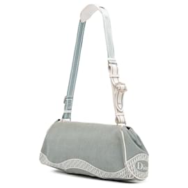 Dior-Dior Gray John Galliano Diorissimo Trimmed Canvas Shoulder Bag-Other