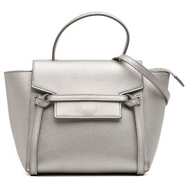 Céline Bolsa de cinto em couro de bezerro laminado prateado Celine Nano Prata
